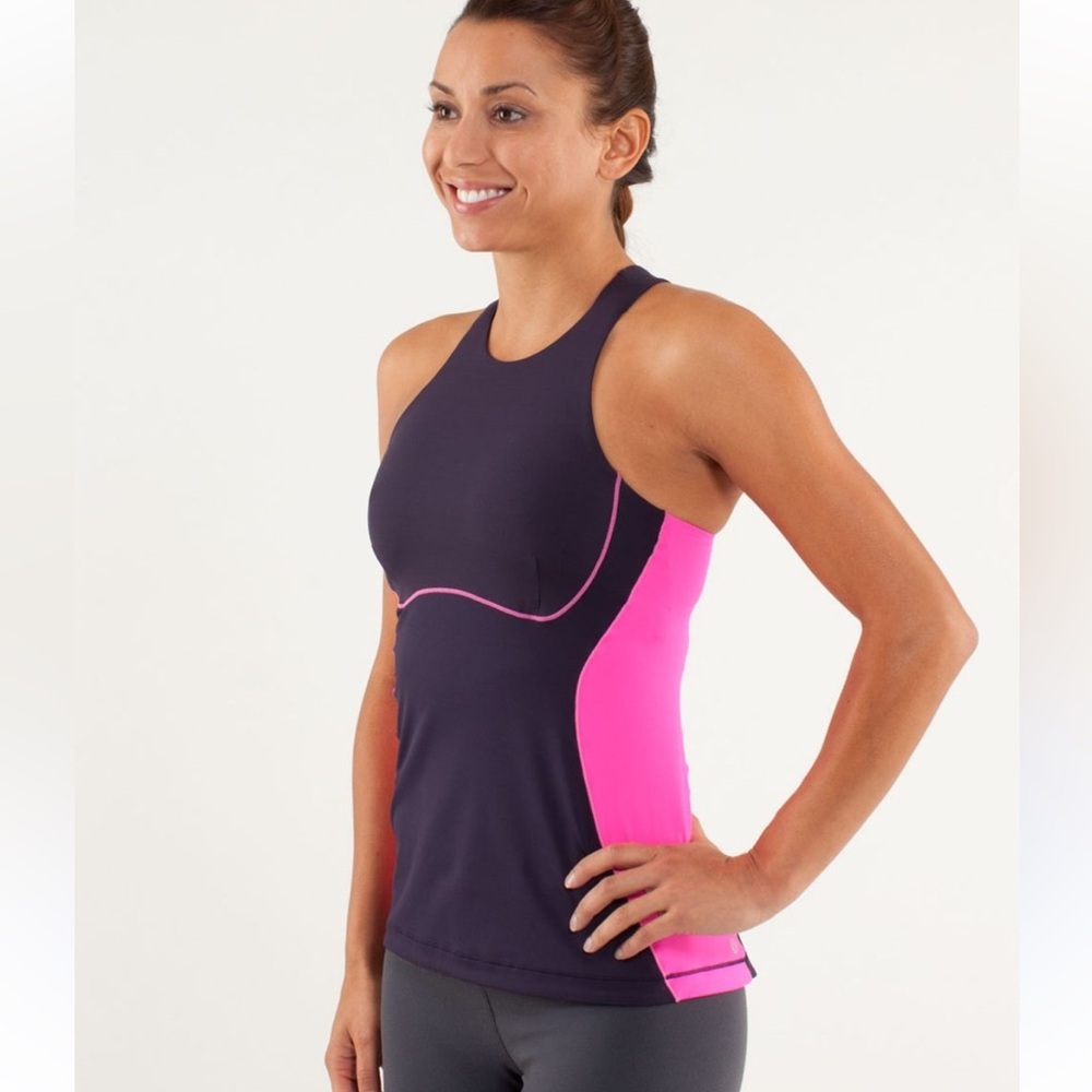 Lululemon Spin It To Win It Tank
Black Swan / Raspberry Glo Light